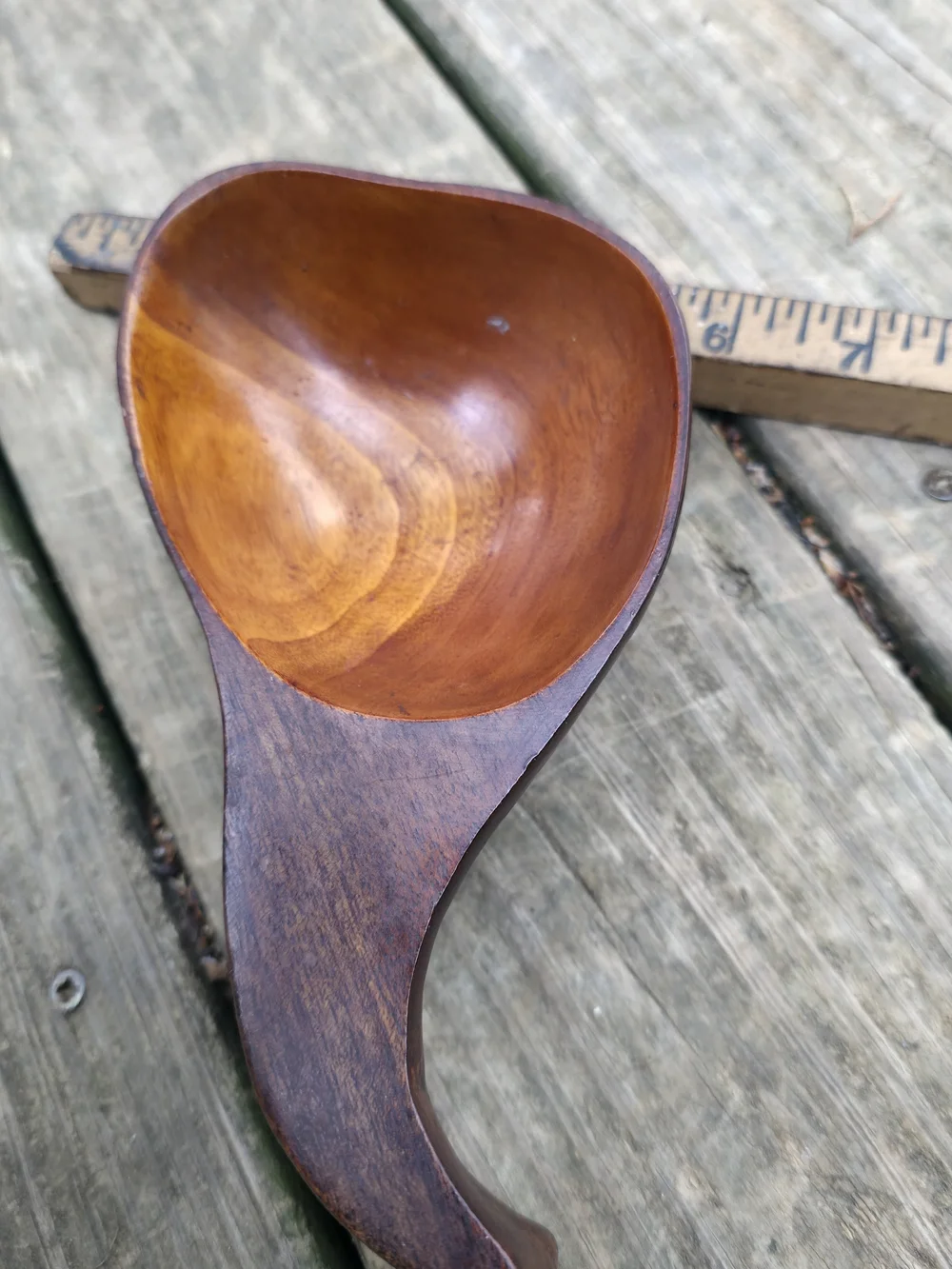 Source Unknown Two-Tone Wooden Serving Spoon in Rich Brown and Amber